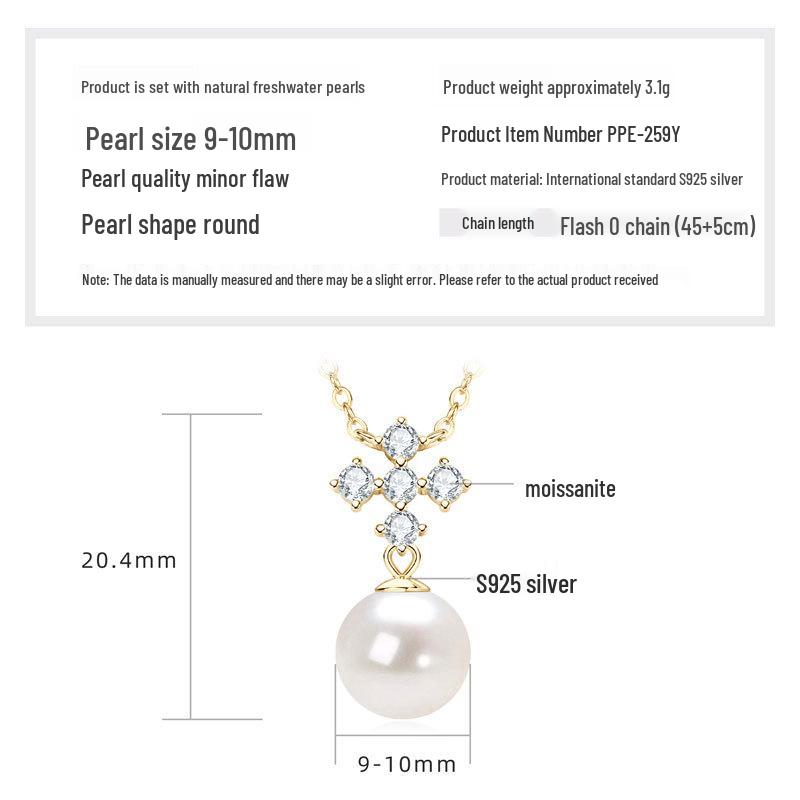 Freshwater Pearl & Diamond-Set Silver Pendant Necklace for Women