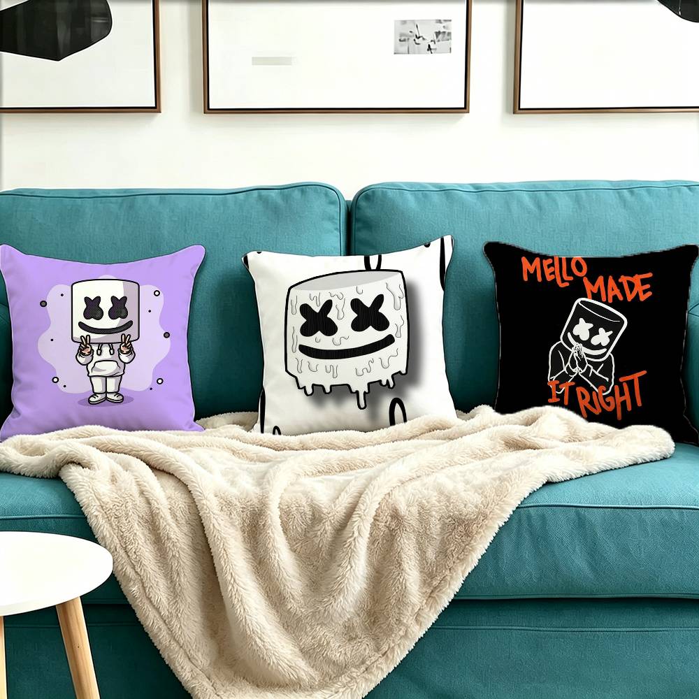 M-marshmello Singer Square Double-Sided printed Pillow Case Bedroom Bedside Pillow Sofa Cushion Cover