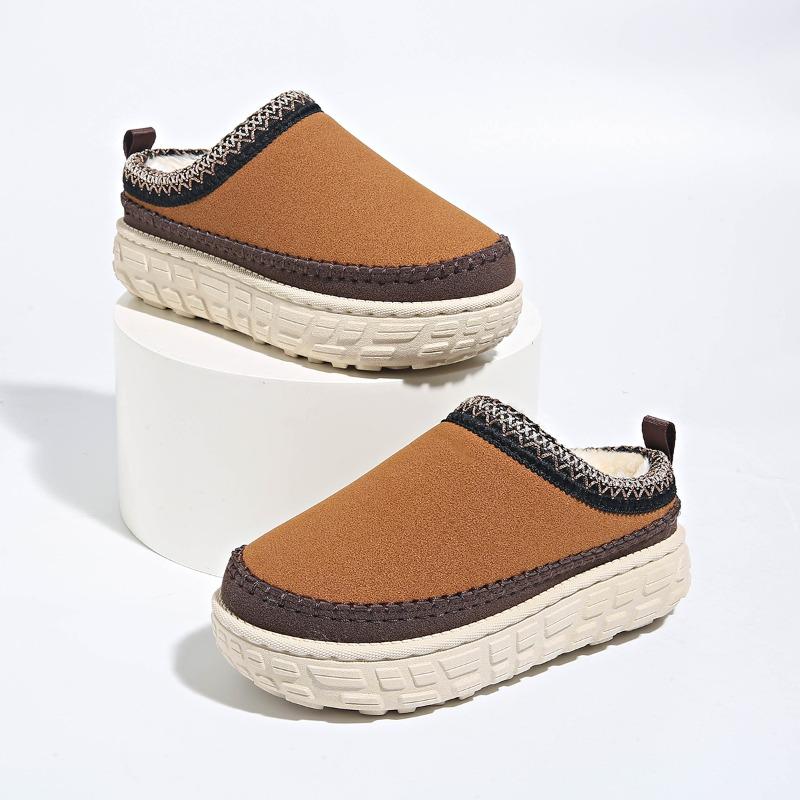 New Fashion Winter Cover Hear Cotton Half Slippers Cashmere Warm Non Slip Thick Bottom Snow Boots Women Outdoor Shoes