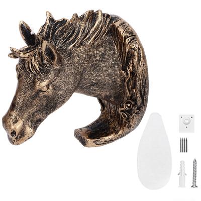 Wandhaken mit Pferdekopf, Antik-Gold, Kunstharz, Tier-Pferdekopf, Kleiderhaken für Wohnzimmer
