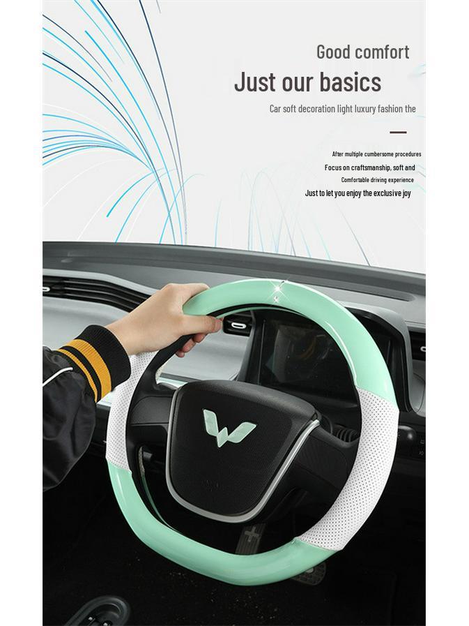 Glossy White Stain-Resistant PU Steering Wheel Cover for Hongguang MINI 2022