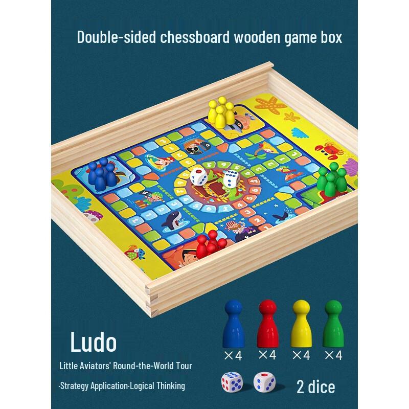 Brangdy Children's 4-in-1 Wooden Board Game Set