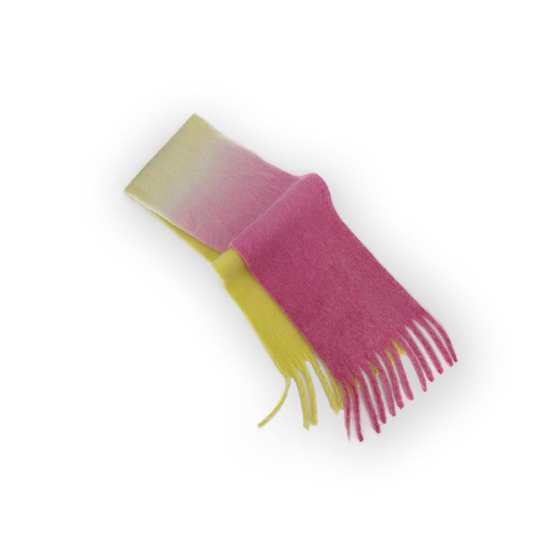 Wool Dopamine Gradient Autumn and Winter Scarf Women's Soft and Waxy Warm Scarf Shawl