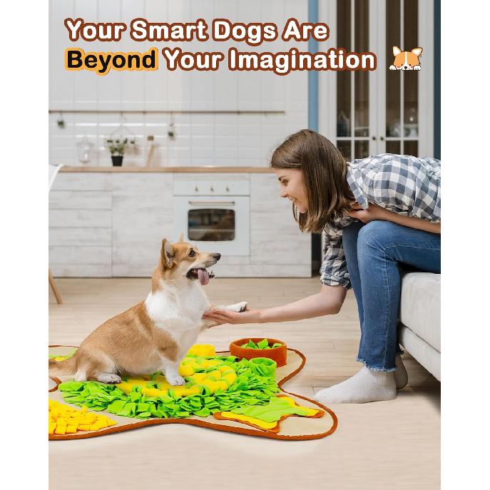 HOPET Snuffle Mat for Dogs Large Breed, 28.3''x28.3'' Interactive Puzzle Dog Food Mat, Easy to Clean, Durable, Mental Stimulation & Slow Feeding Game