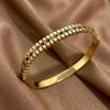 Elegant Inlaid Colorful Column Bracelet, Fashionable and Sophisticated Women's Open Hand Jewelry