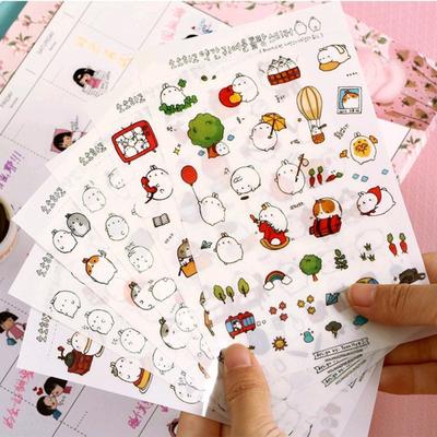 6pcs Cartoon Stickers Cute Rabbit Transparent DIY Decorative Sticker For Diary Photo Album Notebook
