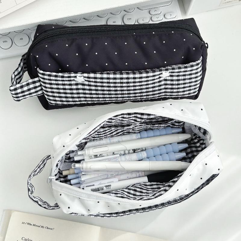 1Pcs Large Capacity Student Pencil Eraser Ruler Organizer Korean Pencil Case INS Aesthetic Causal Stationery Tote Bag