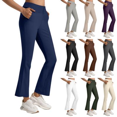 Damen Casual Modehose Elastischer Bund Einfarbig High Waist Hose