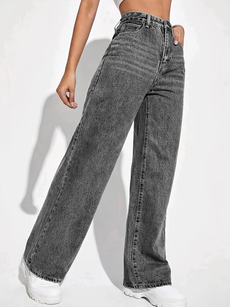 Washed Retro Straight Leg Loose Jeans for Women - Casual Versatile Fashion Long Pants