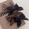 1pc Autumn and winter new PU leather bow hair clip temperament retro duckbill clip internet famous side clip