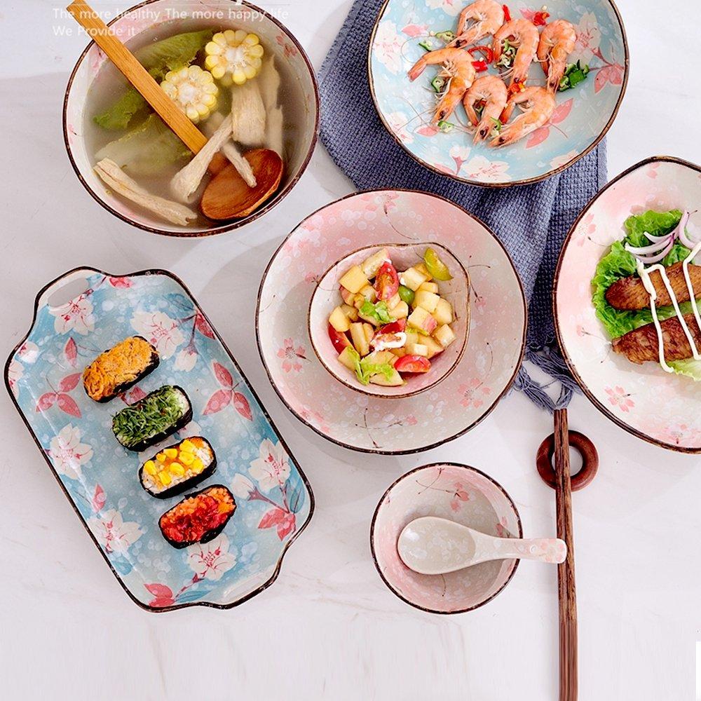 Ceramic Tableware Set Rice Bowl Breakfast Soup Bowl Dessert Dinnerware Tray Microwave Safe Kitchen Noodle Bowl Tableware Set