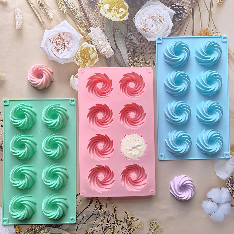 Porous Spiral Cake Silicone Mold Baking Tool Doughnut Chocolate Jelly Ice Cube Mold Biscuit Decor Making Soap Candle Mould Gifts