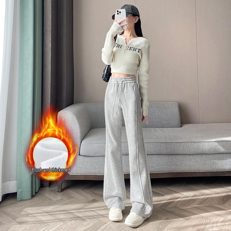 Women's High-Waisted Micro-Flare Sweatpants - Autumn/Winter Casual Draped Style