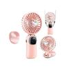 Tragbarer Handventilator, 4000mAh Nackenventilator mit LED-Anzeige, Faltbarer Schreibtischventilator mit Ständer, 5-stufiger Ventilator für Damen Pink