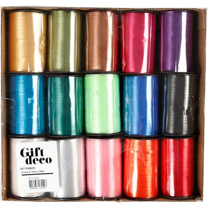 Assortment of Traditional Multi-purpose Gift Wrapping Ribbons In Various Colors. Ref 20230
