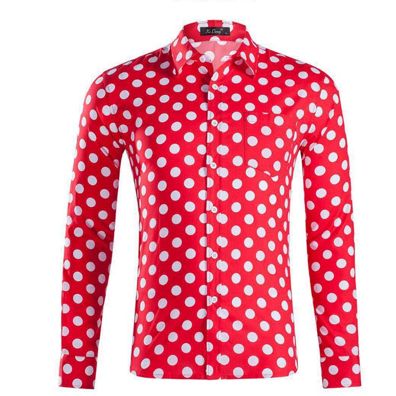 Wish2024 Men's 3D Print Polka Dot Long-Sleeved Shirt - European & American Style