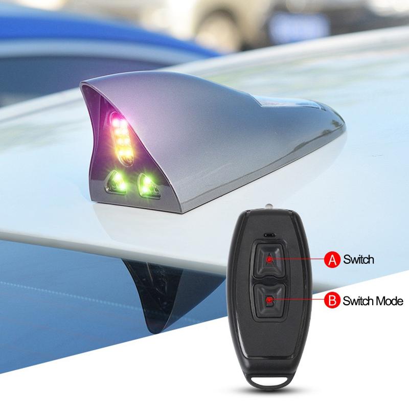 Universal Shark Fin Antenna Light for Cars Solar LED Anti-Collision Warning Lights Exterior Accessory for Automobile Modeling