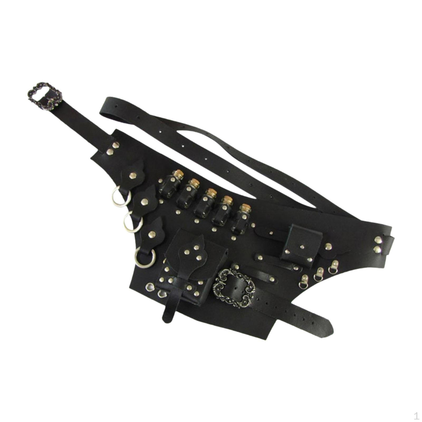 

Medieval Belt Pouch Fanny Pack Potion for Casual Role Play Halloween Party чорний