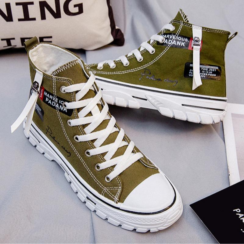 2025 Spring Autumn New Trend High Top Comfortable Sneakers for Men Platform Breathable Canvas Vulcanize Shoes Tenis Masculino