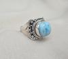Larimar Ring 925 Sterling Silver Natural Blue Larimar Handmade Statement Jewelry