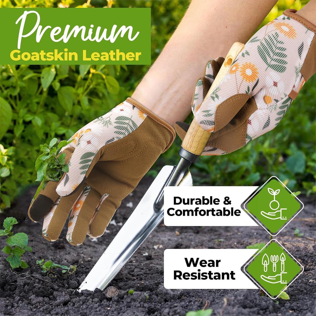 Guantes de Jardinería Para Mujer Transpirables Guantes de Jardín de Cuero para Señora El Mejor Regalo Para Jardineros