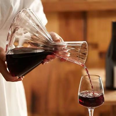 European Crystal Wine Decanter with Rotating Fluted Design - Luxury Home Bar Aerator, Elegant Gift for Wine Lovers