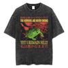 Las cosas horribles nunca terminan, pero sigo siendo tonto. Camiseta divertida de estilo japonés con rana. Camiseta retro lavada para hombre, camisetas de gran tamaño.