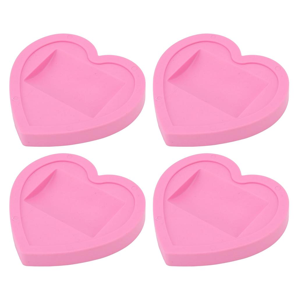 4Pcs Caster Cups Universal Pink Heart Pattern Rubber Low Noise Protective Furniture Pads