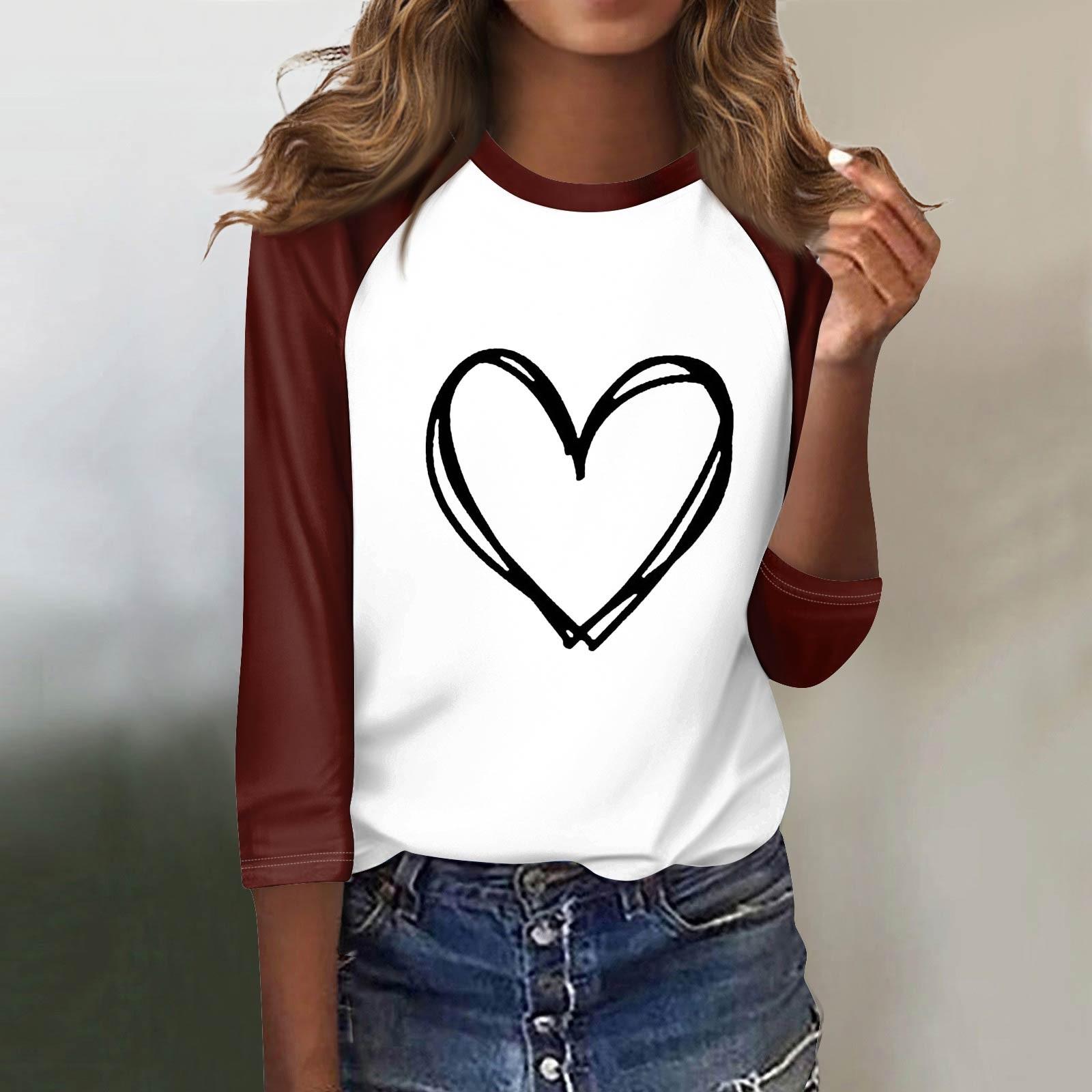 

Женская модная повседневная футболка с круглым вырезом, рукавами семь, на пуговицах с принтом S винный