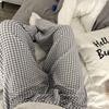High Waist Casual Pants Women Stripe Plaid Baggy Home Pajama Soft Sweet Trousers  Spring Autumn