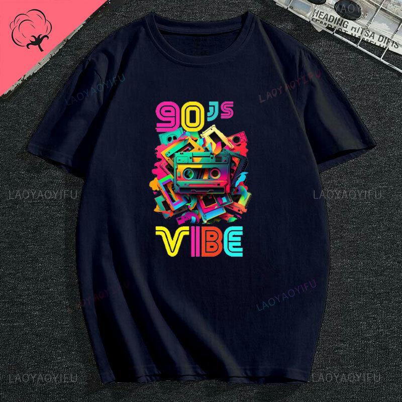 Vintage 90s Vibe 1990 Style Fashion 90 Theme Outfit Nineties Costume TShirt Funny Graphic Cotton Women Fashion Short Sleeve