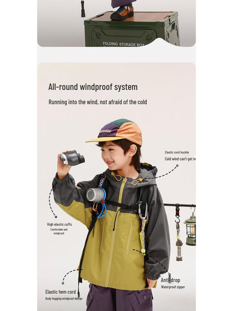 Boys' Waterproof Windbreaker Hooded Jacket New 2025 Autumn Style