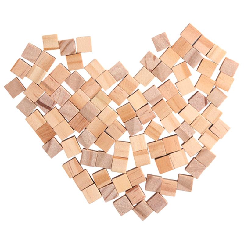 100pcs Unfinished Blank Mini DIY Wooden Square Solid Cubes for Woodwork Craft