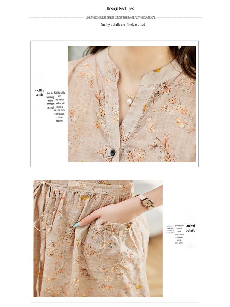 Floral Cotton & Linen Dress - 2025 New Summer Collection for Sophisticated Women