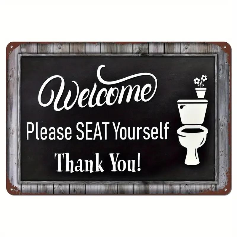 1pc Vintage Bathroom Metal Sign  Tin Sign , Wall Decor For Home Bathroom Toilet, 8x12 Inches