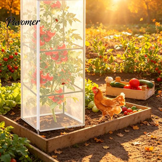 Greenhouse Netting for Raised Beds Garden Tomato Plant Cover Square Cage, Bird with Mesh Net Organic Farming Zipper, Insect Barrier, Covers Gardening