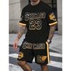 Men's Sports Short Sleeve Top Shorts Set Plus Size Breathable Basketball Sports Clothing Letter Print T-shirt Shorts 2-piece Set