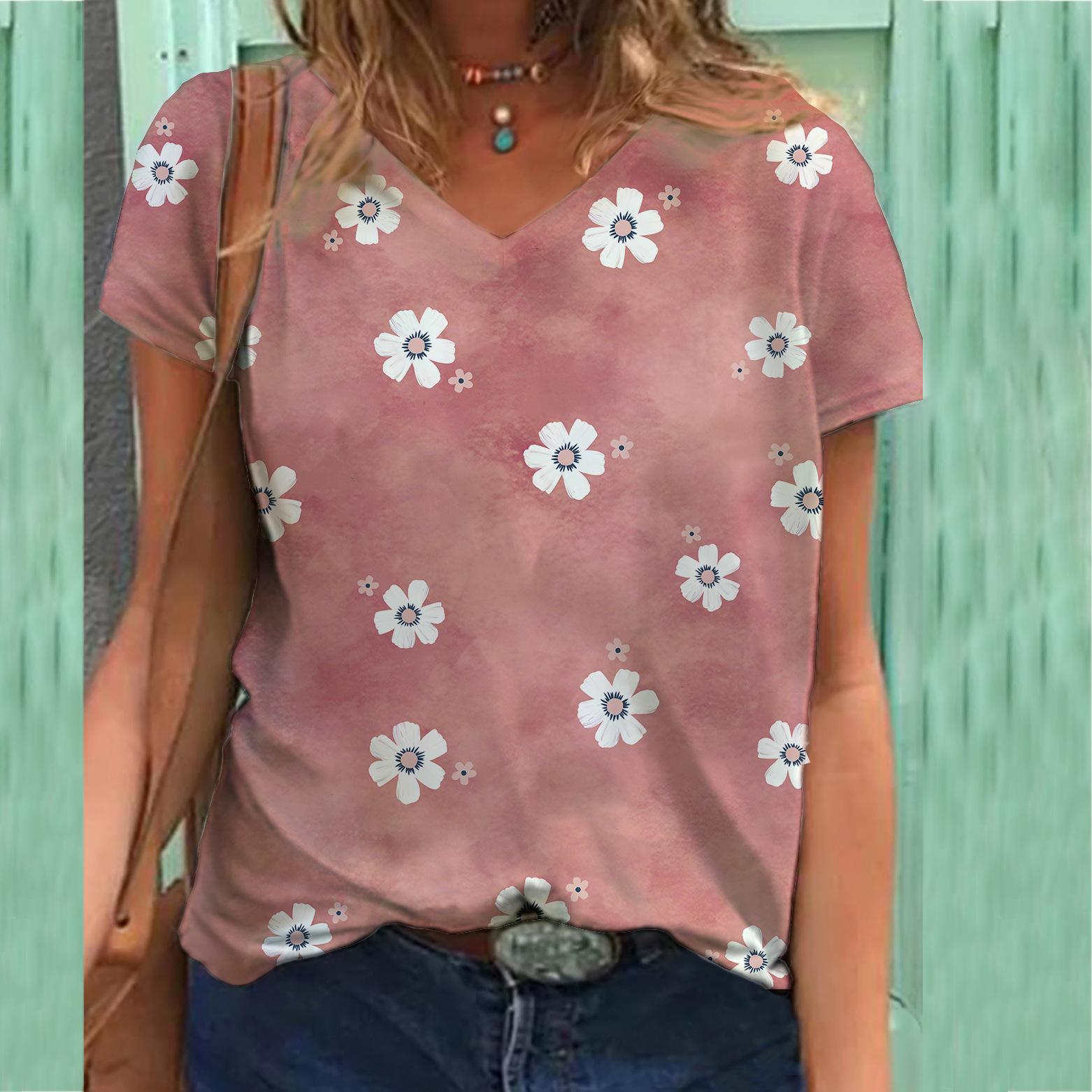 

Футболка с 3D-принтом на рождественскую тематику Женская футболка с короткими рукавами и V-образным вырезом с 3D-принтом 5XL