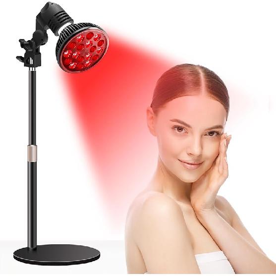 Red Light Therapy Lamp with Adjustable Stand, Red Light Therapy Bulb for Face and Body Use, 660nm Red Light and 850nm Near Infrared Light Combo,