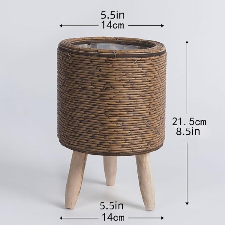 Handcrafted Yellow Rattan Plant Stand Durable And Portable Holder For Showcasing Green In Homes Offices Or Patios