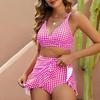 Set Bikini da Donna 2 Pezzi/Set Stampa Pois Scollo a V Reggiseno a Spallina Vita Alta Ruches Laterali Bordi Arricciati Costume da Bagno