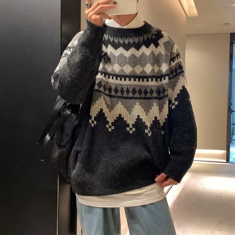 Men's Vintage Fair Isle Christmas Sweater - Thick, Cozy Japanese Retro Style