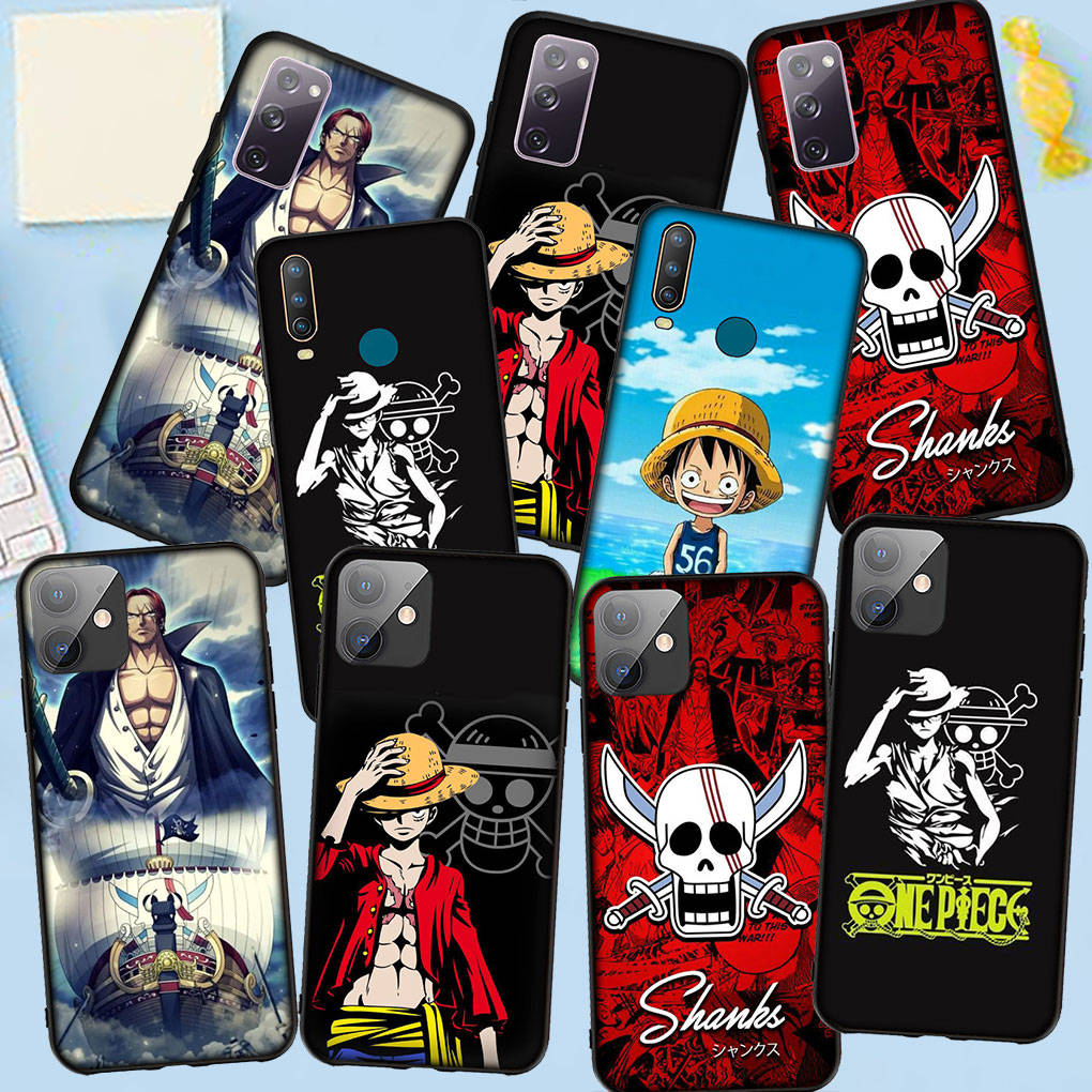 Phone Case for Samsung Galaxy S25 S24 S23 iPhone 16 15 Xiaomi Redmi Note 14 13 12 16E X 11 Pro Max XR OPPO Moto Red Hair Luffy One Piece Shanks Cover
