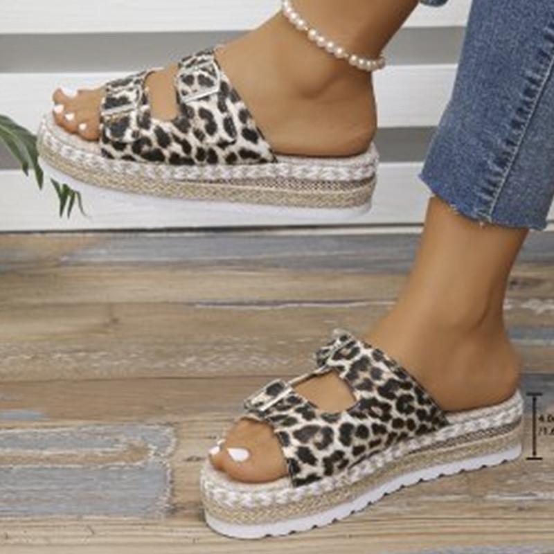 Summer Footwear Comfortable Hemp Rope Light Bubble Bottom Plus Size Fishmouth Sandals Women Thick-soled Slippers Women
