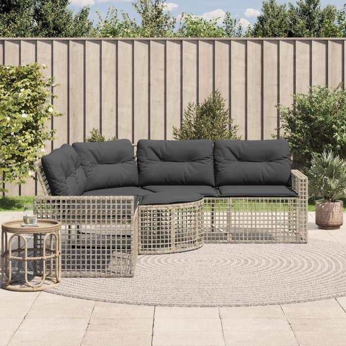 VidaXL Garden Sofa and Cushions and L-shaped Rattan Footrest, Outdoor Sofa, Outdoor Sofa In the Shape of 365898