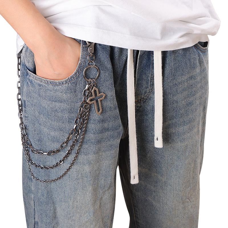 Metal Cross Pendant Waist Chain Hiphop Rock Punk Trousers Chain Keychain Jewelry Jean Accessory