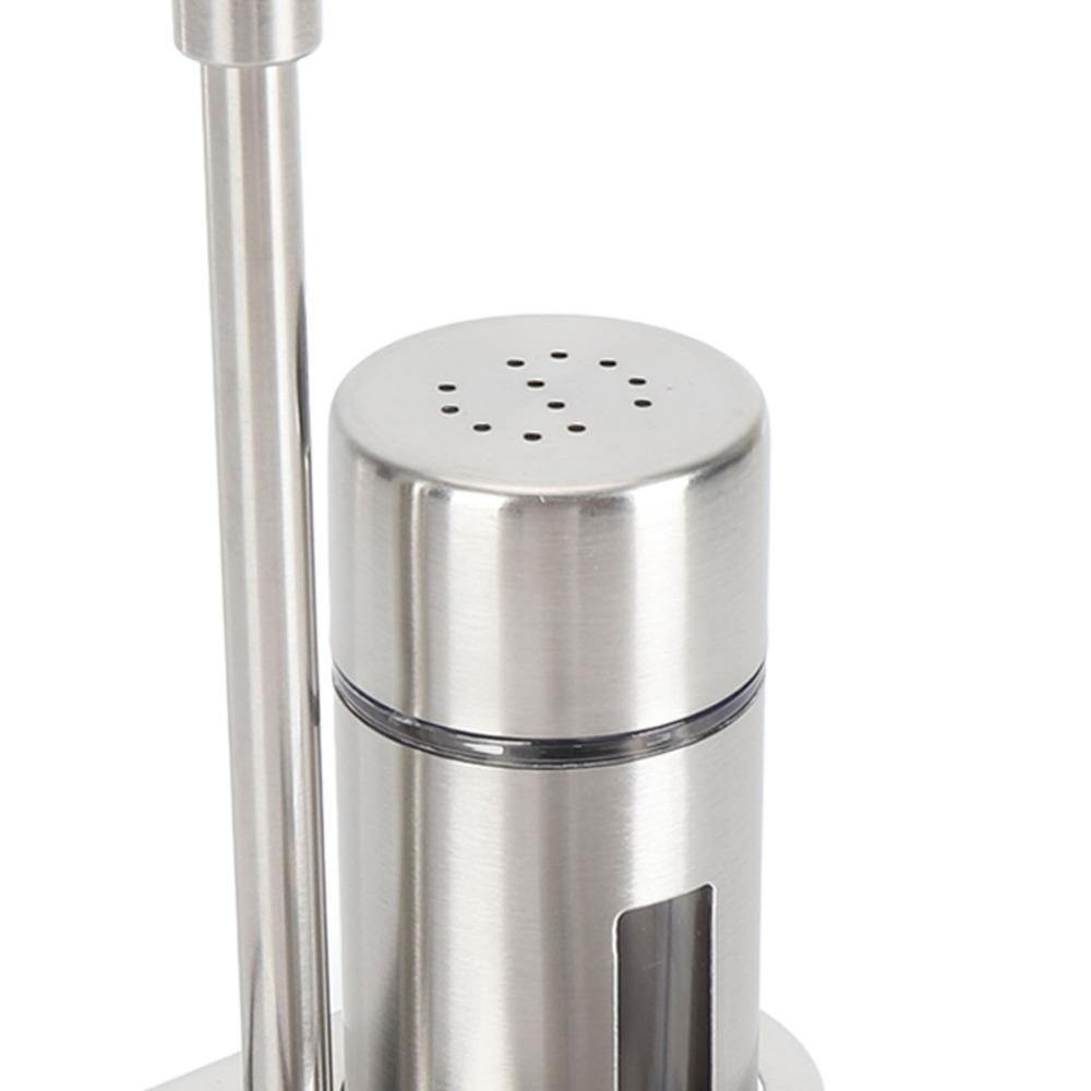 2pcs With Base Stand Salt And Shakers 304 Stainless Steel Spice Dispenser Set  For Kitchen
