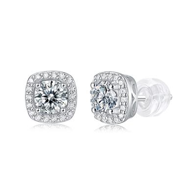 S925 Silber Quadratische Tasche Ohrstecker Moissanit Eingesetzt Karat Ohrringe Und Ohrschmuck