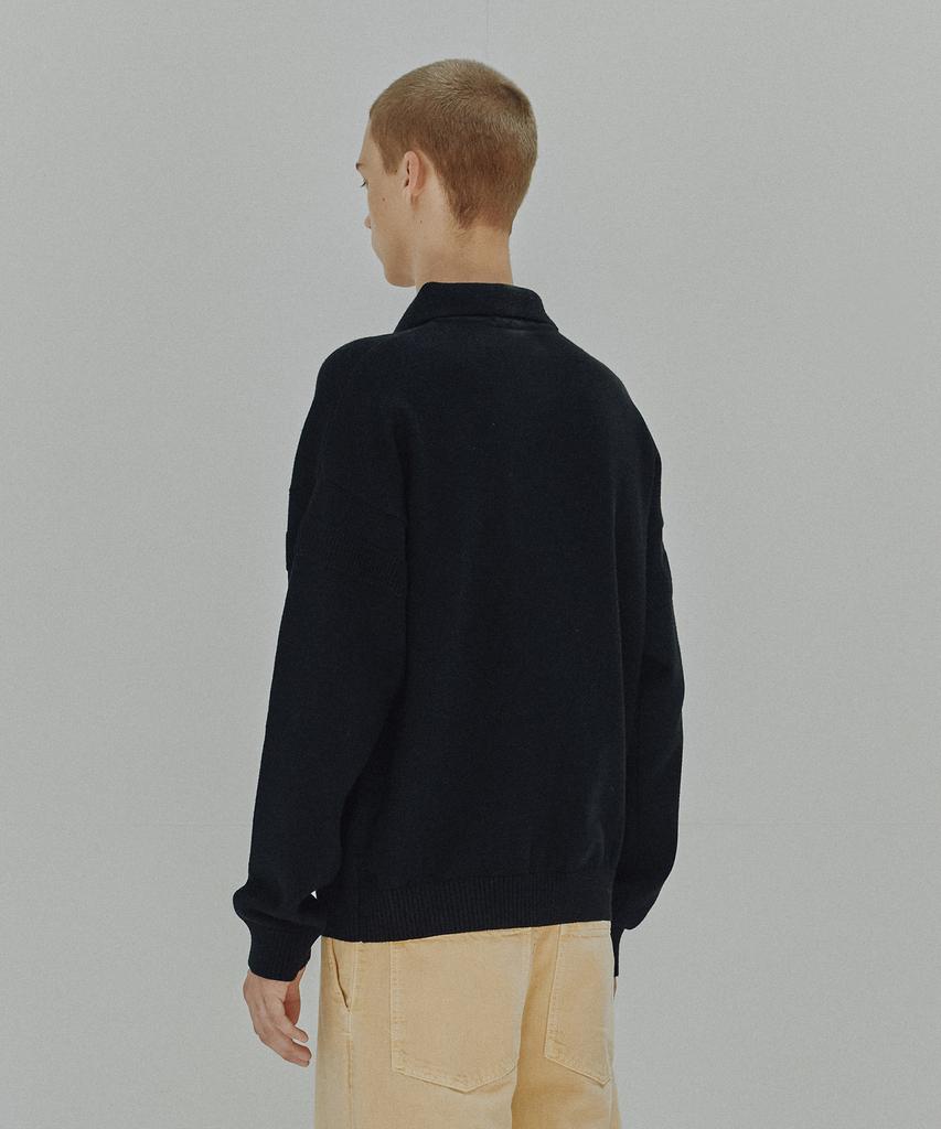 KNITTED Viscose Washable Half Zip Knit Black