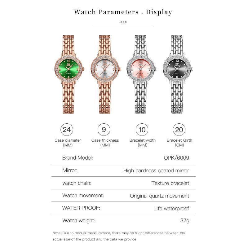 OPK Montre pour femme Classique Simple Élégante Montre de Marque à Quartz Montre à Lunette Diamant pour Femme Montre Étanche